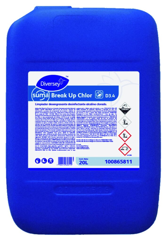 BREAK UP CHLOR D3.4 20L - Limpiador desengrasante desinfectante alcalino clorado